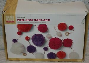 Hand Made Modern Plush Parade Pom Pom Garland Banner 1 Count - Pink/Purple/White
