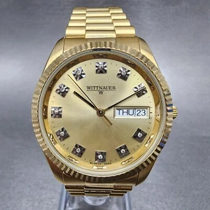 Wittnauer President Watch Men 35mm Gold Dial Gold Tone Daydate BL9635-9555 PARTS - Picture 1 of 13