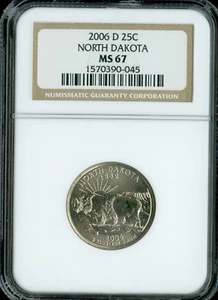 2006 D NORTH DAKOTA QUARTER NGC MS67 BUSINESS STRIKE 2ND FINEST GRADE RARE  - Picture 1 of 2