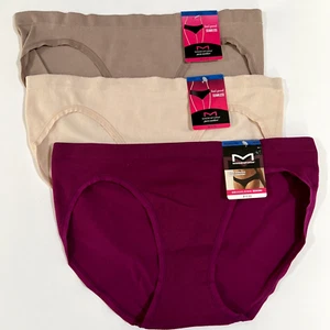 NEW Maidenform 3 Pairs Bikini Pure Comfort Seamless XL/8 Multi-Color DM2305 - Picture 1 of 3