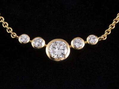Modernes Brillant Collier ca. 1,45ct  750/- Gelbgold  DPL-Expertise 1,01ct F/VSI - Bild 1 von 4