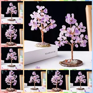 Handmade Amethyst Crystal Tree with Agate Base Home Office Desk Decor - Picture 1 of 8