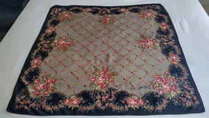 LAURA ASHLEY Large Crepe Silk Scarf - Floral - Black/Multi - 82 x 82 cm - Picture 1 of 8