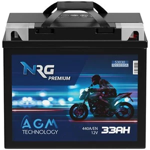 NRG AGM Motorradbatterie 33Ah 12V Batterie Y60-N30L-A C60-N30L-A 53030 30Ah 32Ah - Bild 1 von 5