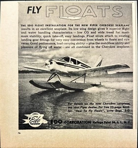 1962 EDO Corp Float Installation for Piper Cherokee Vintage Print Ad - Picture 1 of 6
