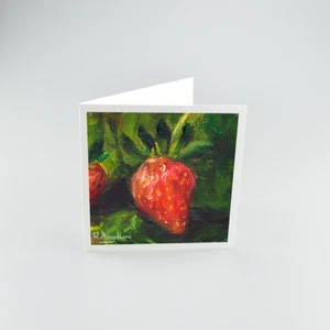Strawberry - Square High Quality 312gsm Blank Greetings Cards - Picture 1 of 4