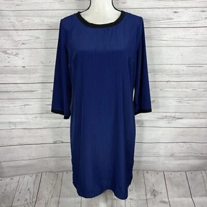 Old Navy Womens Shift Dress Size Medium Blue Black 3/4 Sleeve Lightweight - Picture 1 of 10