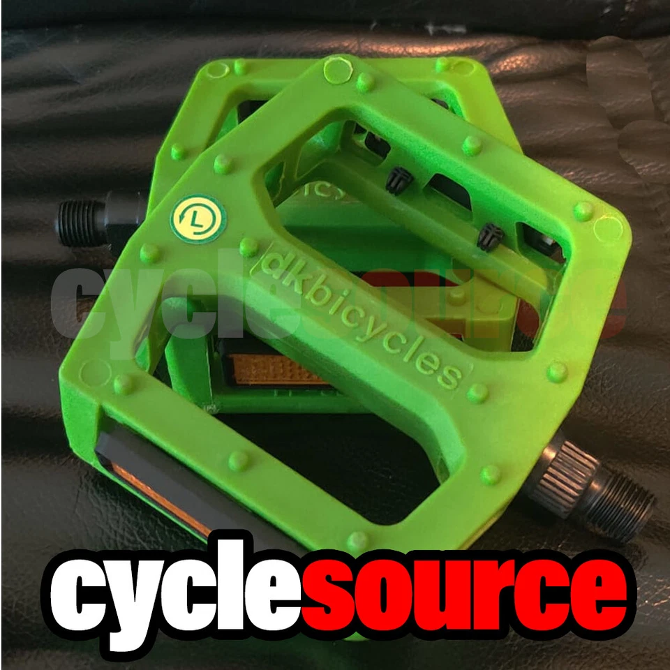 dkbicycles bmx track cruiser Bike Pedals 1/2" Axle, Green - Image 1 of 4
