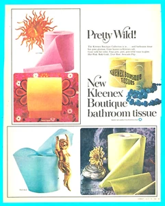 1968 KLEENEX Bathroom Tissue colors PRINT AD pink blue gold toilet paper - Picture 1 of 3