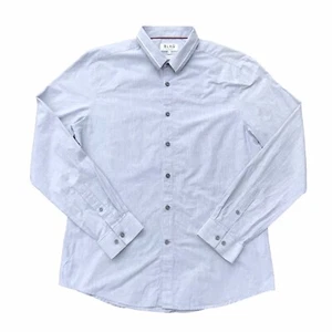 BLAQ mens dress shirt top Sz Large LG Slim Fit Grey Button Cotton Long Sleeve - Picture 1 of 11
