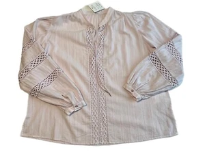 NEU Neu mit Etikett Größe LARGE "GESCHLOSSEN" helllila Bluse TRANSPARENT. BOHO. BAUERNÄRMEL. - Bild 1 von 7