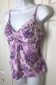 Tankini Top Púrpura LANDS’ END Traje de Baño Floral Ruche Sujetador con Aros Talla 10 - Imagen 1 de 9