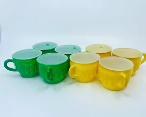 Set di 8 coppe ciotole punch verde e giallo vintage Jeannette ""Slick & Sassy"" (6 once) - Foto 1 di 15