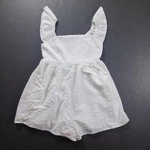 American Eagle Romper Womens Medium Flutter Seeve Baby Doll Cotton Lyocell White - Picture 1 of 12