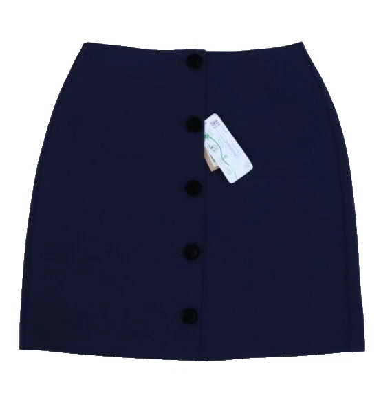 BODEN skirt Womens 0 Navy Blue With Velvet Buttons Jersey Mini R0444