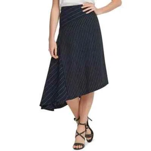 DKNY Women's Asymmetrical Striped Skirt Ink/White size M NEW - Picture 1 of 5