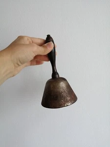 Vintage Metall Holz Klingelring Glocke Zimmer Restaurant Hotel Klingeln Glocken Hexen - Bild 1 von 11