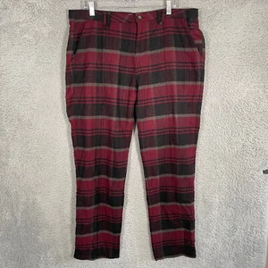 Woolrich Women's Pants Black Red Plaid Wool Blend Straight Leg Size 14 - 31" Ins - Picture 1 of 12
