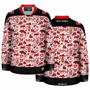 Canada Day Beaver Collage Ugly Sweater Holiday Hockey Trikot - Bild 1 von 6