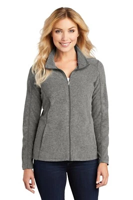Port Authority L235 Ladies Heather Microfleece Full-Zip Jacket LARGE Pearl Grey - Image 1 of 4