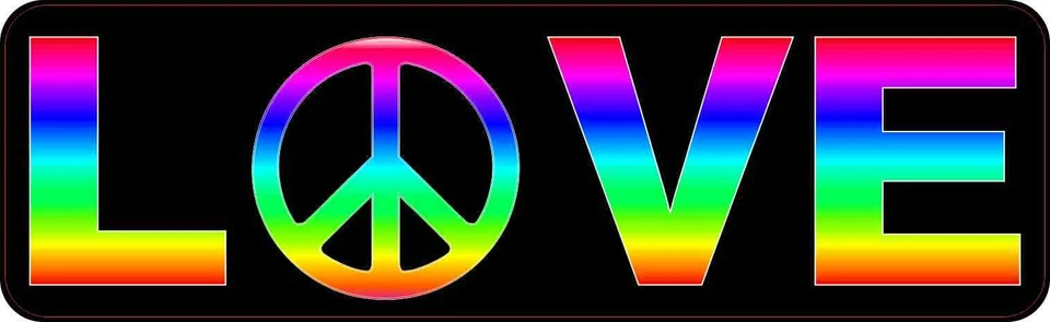 10in X 3in Love Peace Magnet Vinyl Magnetic Vehicle Bumper Magnets