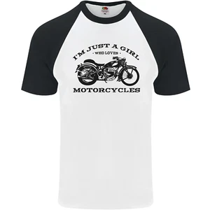 Baseball-T-Shirt A Girl Who Loves Motorräder Biker Herren S/S - Bild 1 von 50