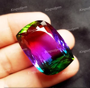 Piedra preciosa suelta de corte elegante Doublet 80 quilates color turmalina hecha por el hombre - Imagen 1 de 6
