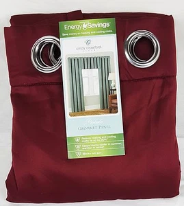 Cindy Crawford Prelude Grommet Interlined Curtain Panel 50” x 63” - Cherry Red - Picture 1 of 8