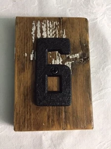 Rustic Reclaimed Wood House Number with Black Aluminum Number ~ 6 or 9 - Picture 1 of 1