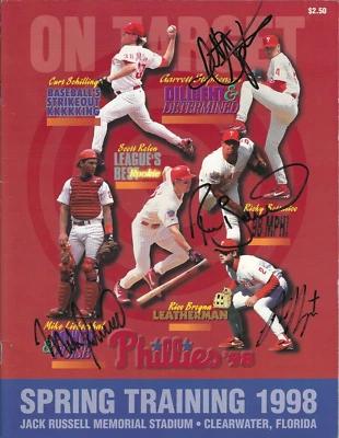 PHILADELPHIA PHILLIES signed 11 Signatures - 1998 Spring Training - AUTHENTIC - Image 1 of 4