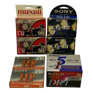 Lot Of 12 Sony Maxell Fuji Blank Audio Cassette Tape Sealed 60 90 94 Normal High - Picture 1 of 9