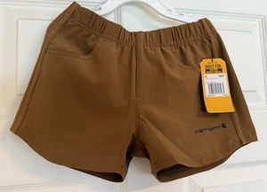 Carhartt Girls Athletic Shorts Sz 6 Brown Force Fast Dry Rugged Flex Outdoors - Picture 1 of 5