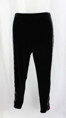 Leggings Johnny Was Workshop Negro Gris Granate Estampado Bordado Terciopelo Medianos Foto 1 de 4