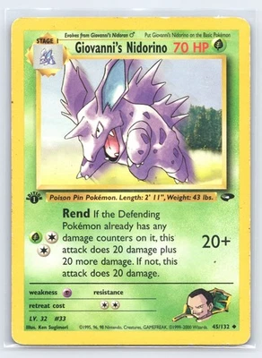 1st Edition Giovanni’s Nidorino 45/132 - Gym Challenge - Image 1 of 2