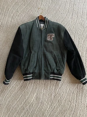 Винтажная замшевая кожаная куртка Disney Tigger зеленая и черная - женский размер маленький - Изображение 1 из 4