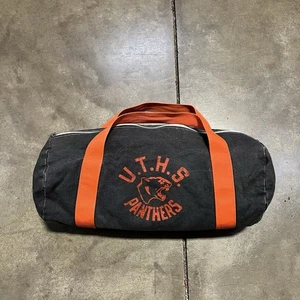 Vintage Canvas Seesack Gym Weekender Faded Black UTHS Panthers 80s Tote USA - Bild 1 von 9