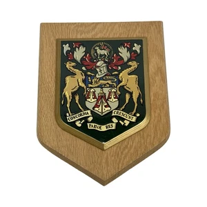 Vintage Merchant Taylor’s School Heraldic Mess Wooden Plaque/Shield - Picture 1 of 5