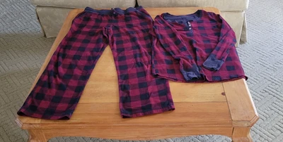 NAUTICA  2 piece lightweight fleece pajama burgundy/navy long sleeve S - Image 1 of 4