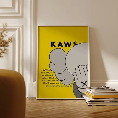 Pósteres de arte callejero Hypebeast modernos amarillos Kaws arte de pared impresiones Foto 1 de 4