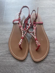 RALPH LAUREN ALEXA GEFLOCHTENE SANDALEN GRÖSSE 6B rot/weiß - Bild 1 von 6