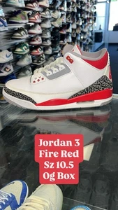 NIKE AIR JORDAN 3 RETRO OG FIRE RED SZ 10.5 AUTHENTIC BOX CLEAN RARE DN3707-160 - Picture 1 of 5