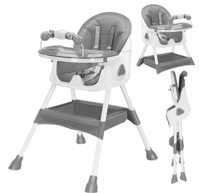 Foldable Baby High Chair 6M+ Feeding Seat w/ Toy Rack Easy Clean Anti-Slip - Image 1 of 4