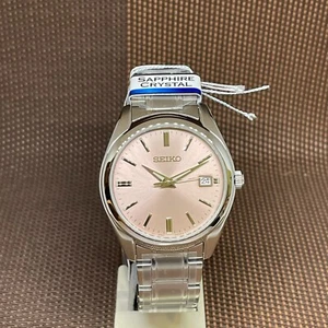 Seiko SUR523P1 Salmon Pink Analog Stainless Steel Sapphire Quartz Men's Watch - Picture 1 of 19