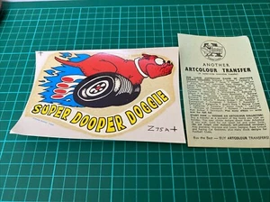 Vintage Comical Transfer … SUPER DOOPER DOGGIE …. Mid Century Comical Dog - Picture 1 of 5
