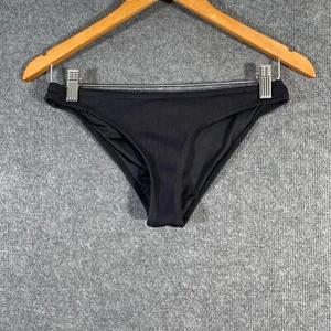 Kaiami Bikini Bottoms Womens 10 Black Ribbed Knit Swim Bathers Swimsuit 2Y - Picture 1 of 9