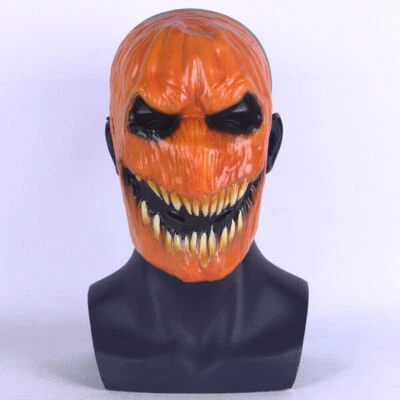 Halloween Evil Skull Pumpkin Head Mask Cosplay Masquerade Scary Mask Props Latex - Image 1 of 4