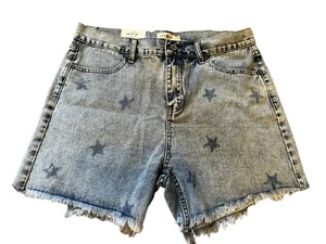 Umgee Star Pattern Acid Mineral Light Wash Cut Off  Denim Jean Shorts - Size 7 - Picture 1 of 10