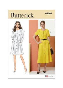 Abito Butterick MOTIVO CUCITO B7005 Misses'& Petite con bottoni davanti 4-12 o 14-22 - Foto 1 di 6