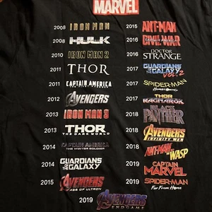 Marvel Size L Movies 2008 2019 Short Sleeve Graphic Mens Black Tee T-Shirt - Bild 1 von 10