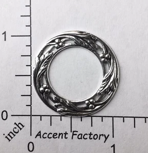 24554 2 Pc Matte Silver Oxidized Victorian Round Open Frame Jewelry Finding - Picture 1 of 4